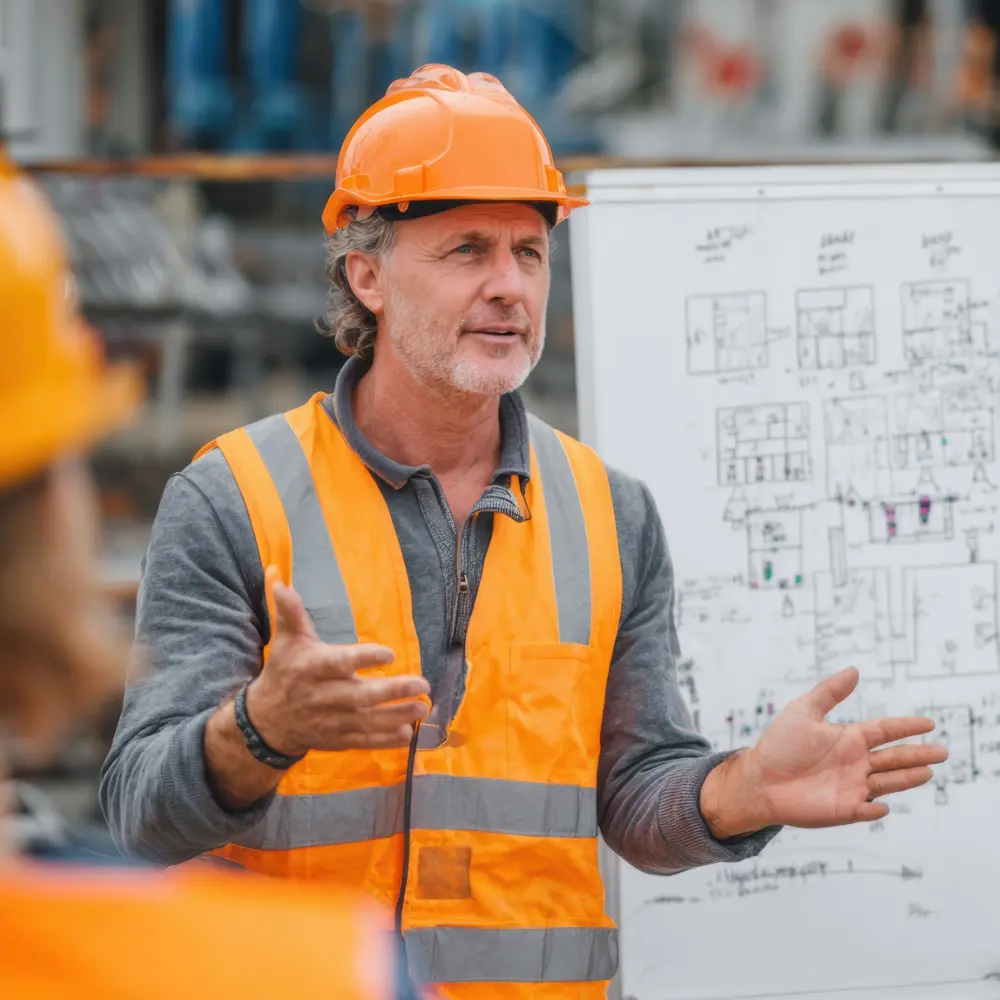 Director de obra calculando estimaciones precisas en una obra