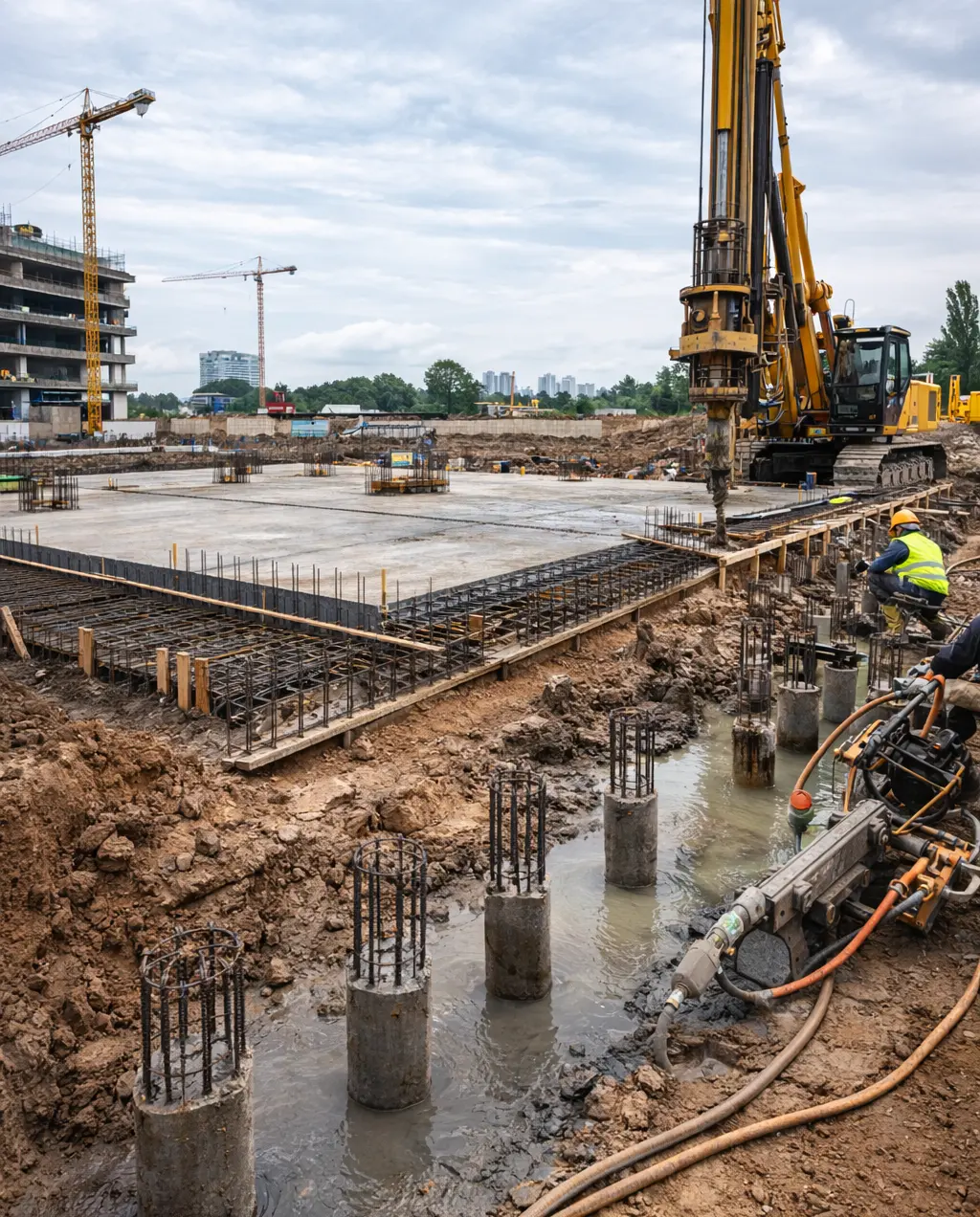 Micropiles and reinforced slab