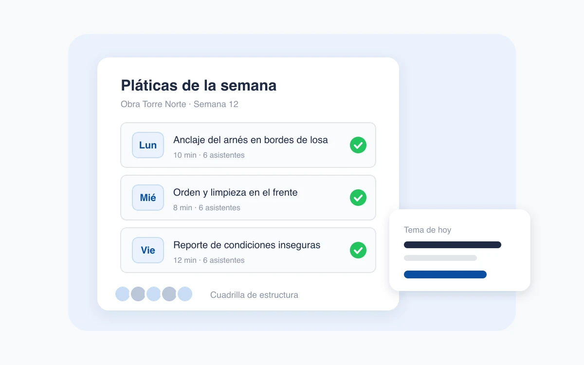 Pláticas de seguridad en obra: temas y cómo aplicarlas